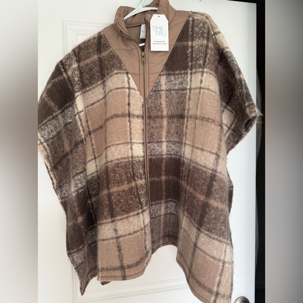 Time and Tru Plaid Poncho